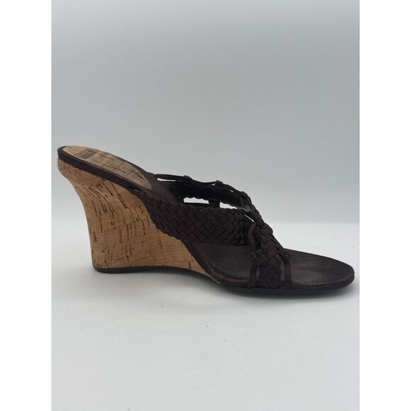 Nine West Womens Brown Woven Cork Wedge Sandals Size 7.5 - Picture 4 of 8